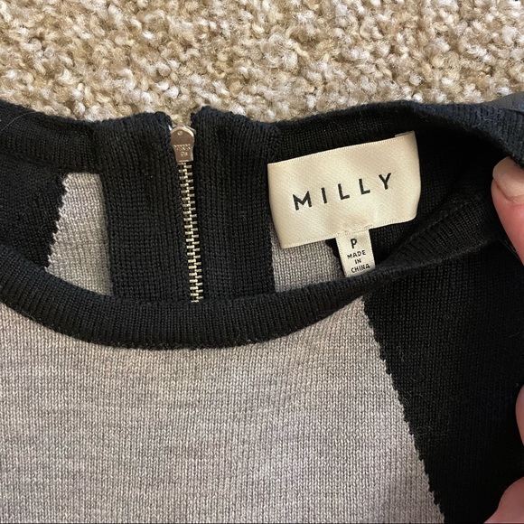 Milly Grey and Black Knit Dress with Leather Shoulder Detail | Size XS (P) - Picture 3 of 7